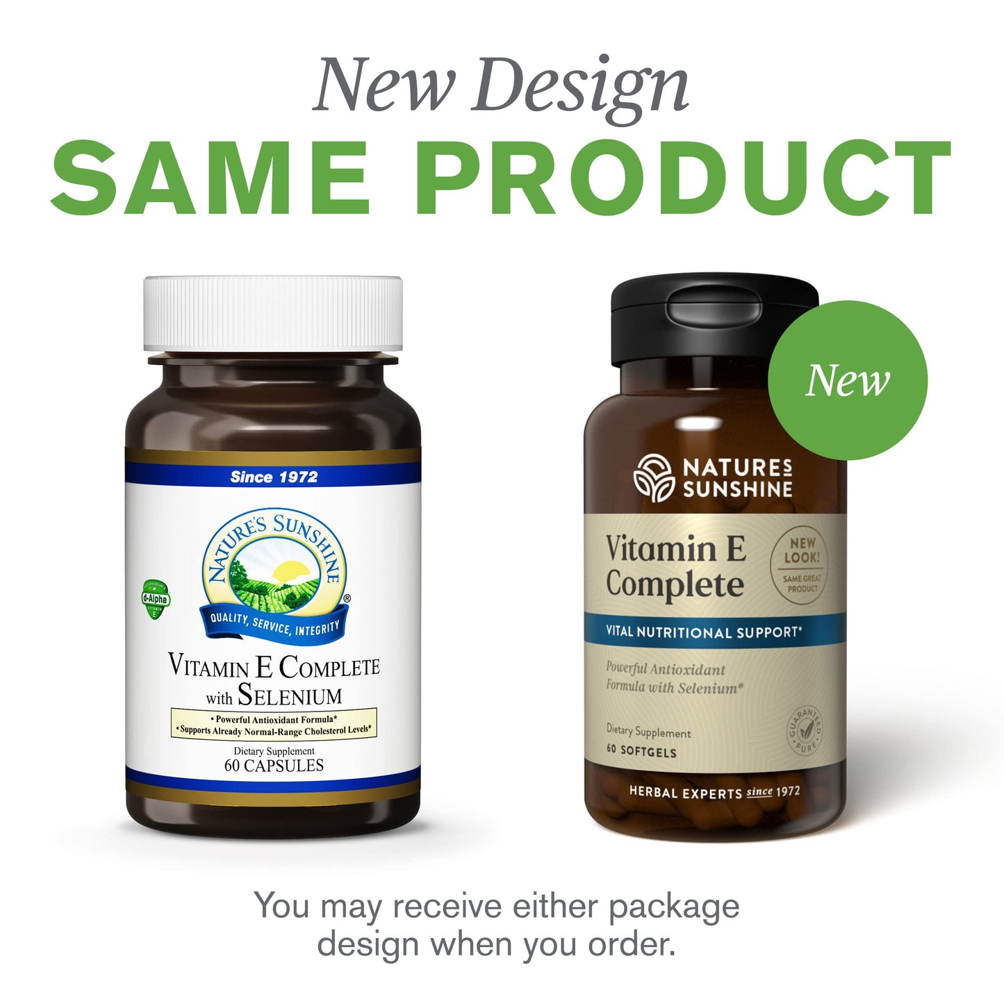 Nature's Sunshine Vitamin E Complete with Selenium | 60 Softgels – All Eight Vitamin E Molecules
