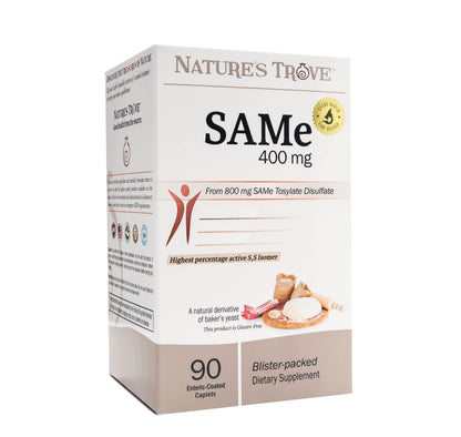 Nature's Trove SAM-e 400mg Enteric Caplets – 90-Count, Vegan, Kosher, Non-GMO