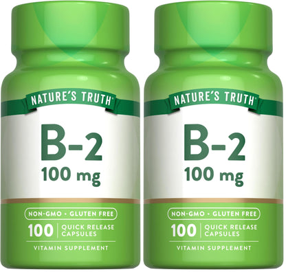 Nature's Truth B2 Vitamin 100mg - 100 Capsules | Non-GMO & Gluten Free Riboflavin (Pack of 2)
