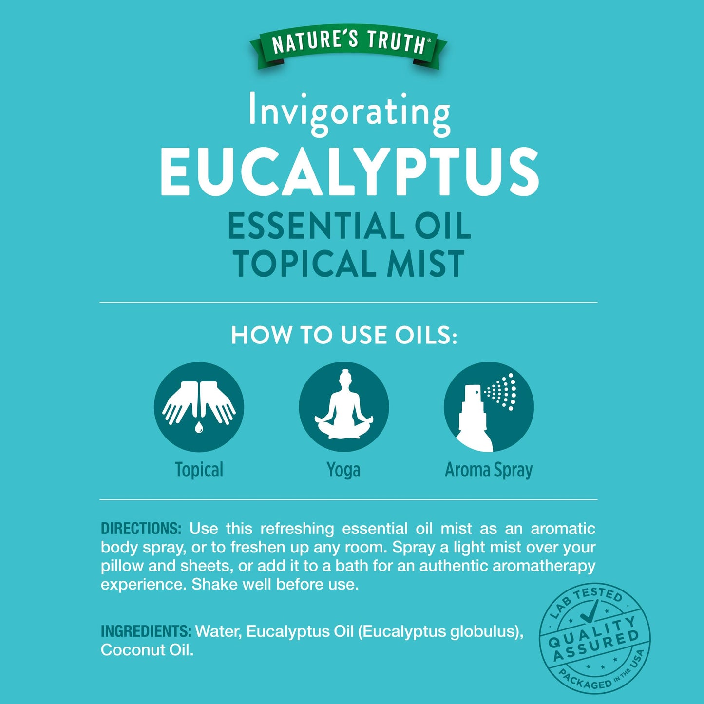 Nature's Truth Eucalyptus Mist Spray 2.4 oz – Pure Eucalyptus Oil for Aromatherapy