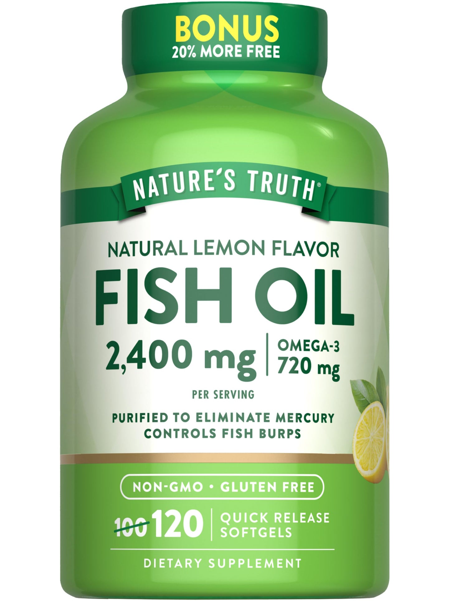 Nature's Truth Fish Oil 2400mg - 120 Quick Release Softgels | 720mg Omega-3
