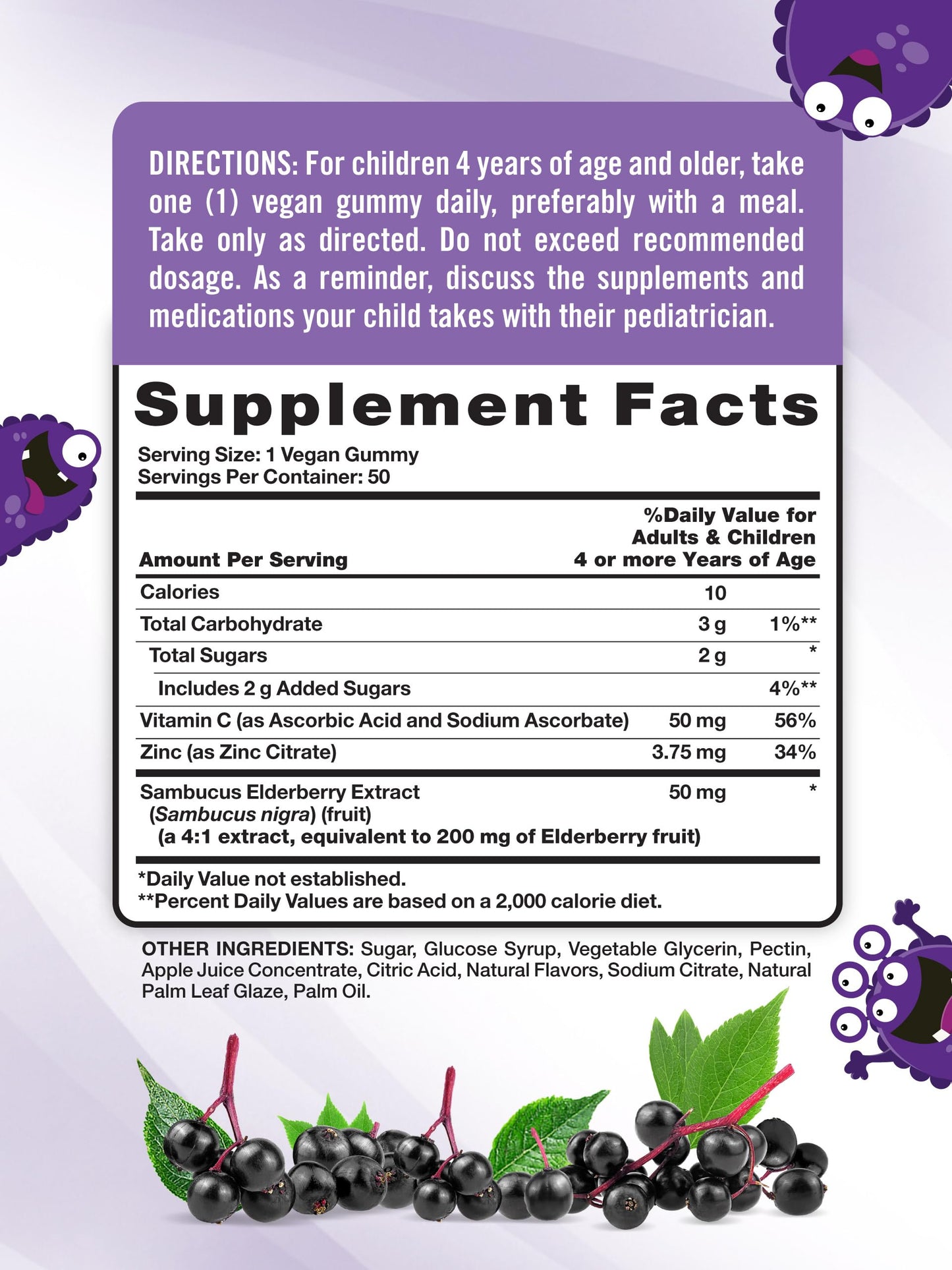 Nature's Truth Kids Elderberry Gummies | 50 Count | Zinc & Vitamin C | Vegan, Non-GMO & Gluten Free