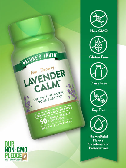 Nature's Truth Lavender Calm Softgels | 50 Count | Non-Drowsy, Non-GMO, Gluten Free