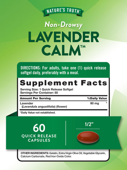 Nature's Truth Lavender Calm Softgels | 50 Count | Non-Drowsy, Non-GMO, Gluten Free