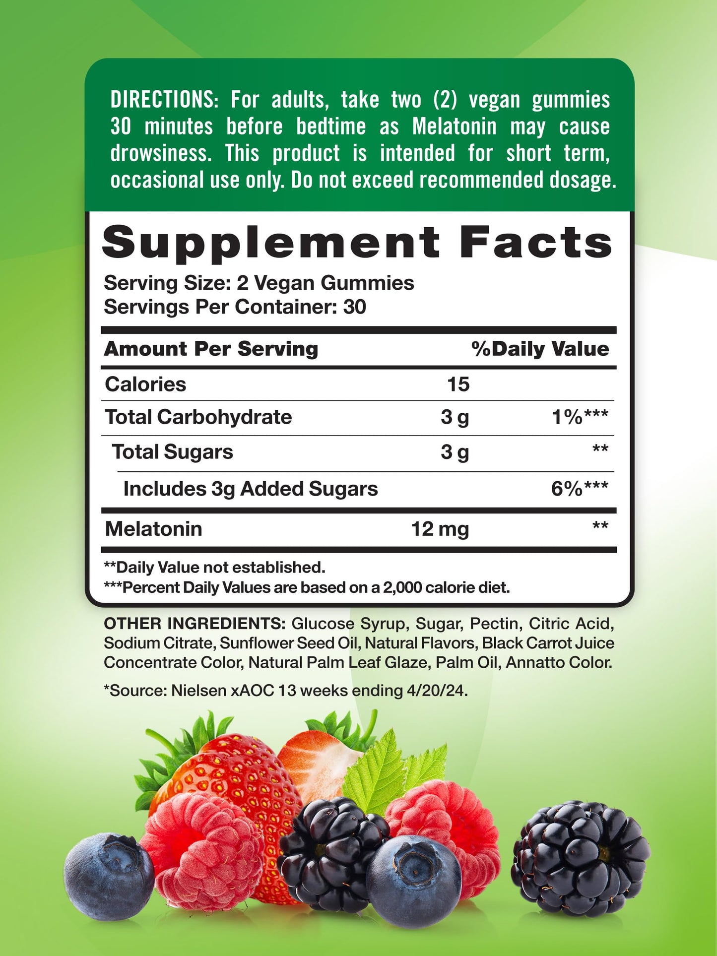 Nature's Truth Melatonin Gummies 12mg – Mixed Berry, Vegan, Non-GMO, Gluten Free (Pack of 2)