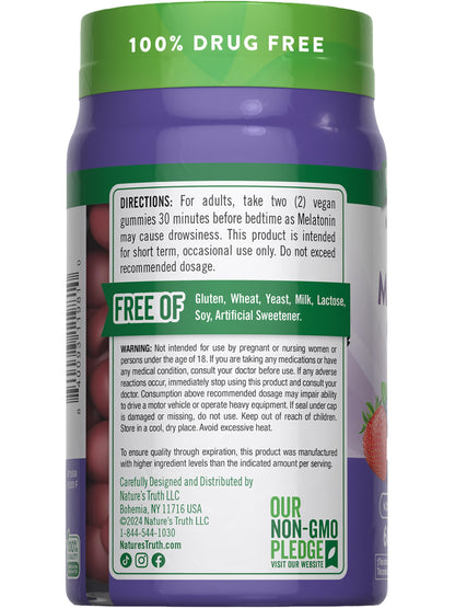 Nature's Truth Melatonin Gummies 12 mg | Mixed Berry – Vegan, Non-GMO & Gluten Free