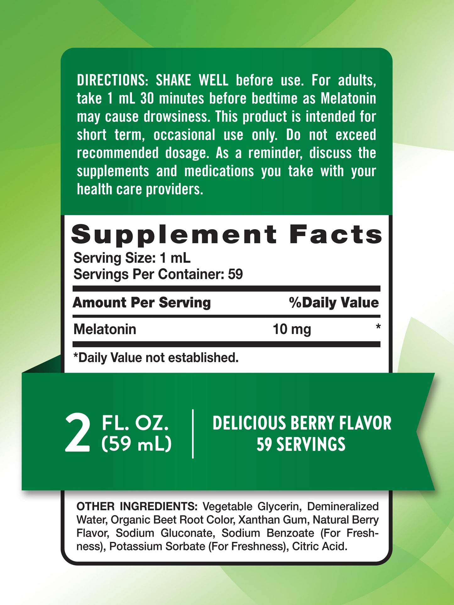 Nature's Truth Melatonin Liquid 10 mg Berry - Maximum Strength for Adults | Vegan, Non-GMO & Gluten Free