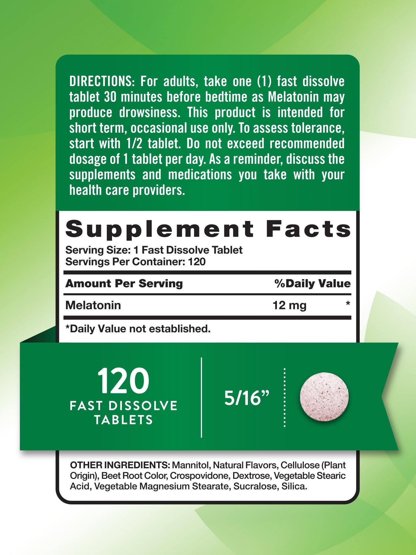 Nature's Truth Melatonin Tablets 12 mg - 120 Count | Vegan, Non-GMO, Gluten Free