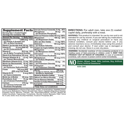 Nature's Truth Multivitamin for Men | Iron & Vitamins A, C, D & E | 100 Caplets | Non-GMO & Gluten Free for Adults