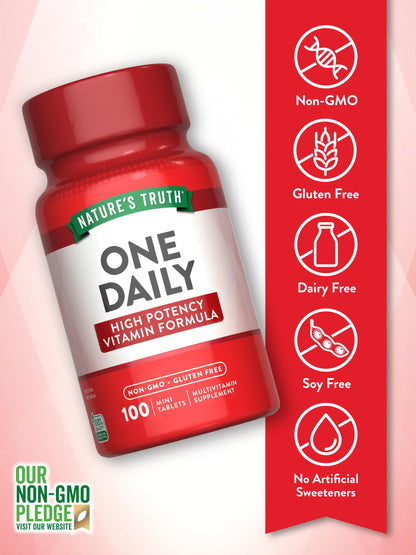 Nature's Truth One Daily Multivitamin – 100 Mini Tablets – For Men & Women – Non-GMO & Gluten Free