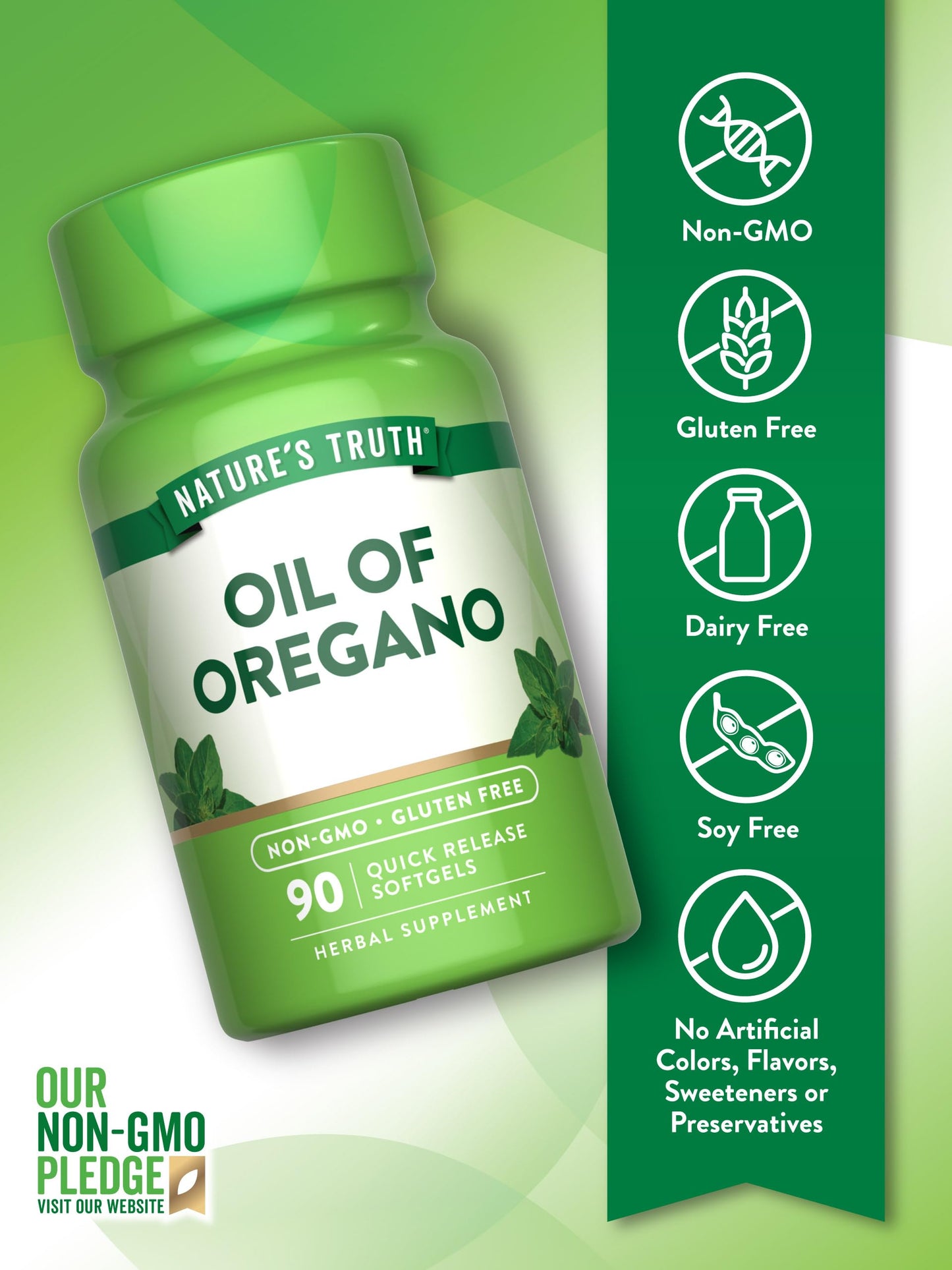 Nature's Truth Oregano Oil Softgels – 90 Softgels with Carvacrol – Non-GMO & Gluten Free