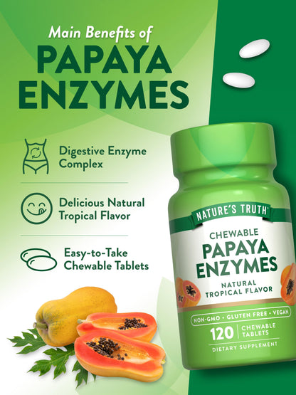 Nature's Truth Papaya Enzyme Chewable Tablets - 120 Count | Vegan, Non-GMO & Gluten Free