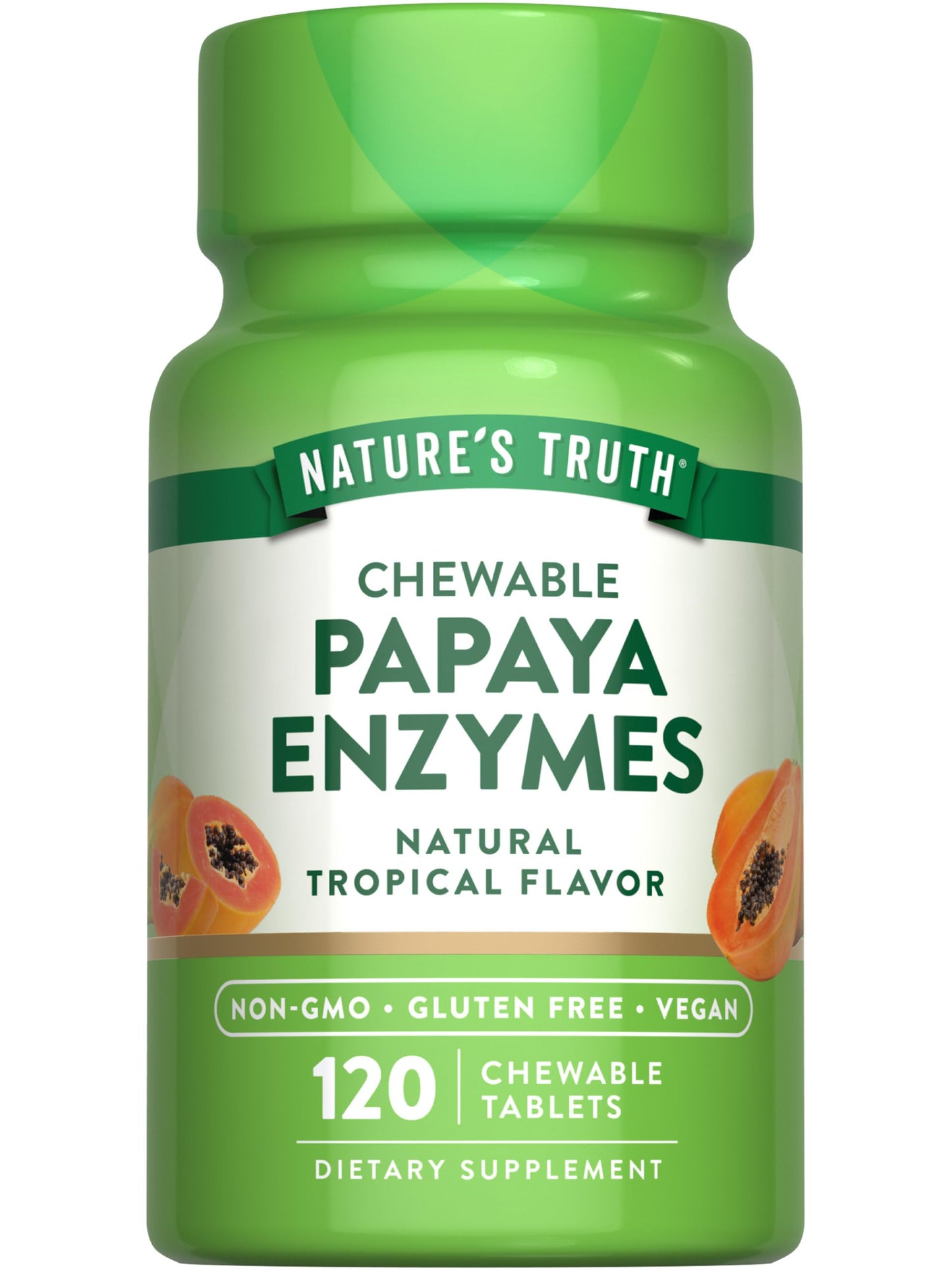 Nature's Truth Papaya Enzyme Chewable Tablets - 120 Count | Vegan, Non-GMO & Gluten Free