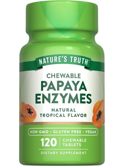 Nature's Truth Papaya Enzyme Chewable Tablets - 120 Count | Vegan, Non-GMO & Gluten Free