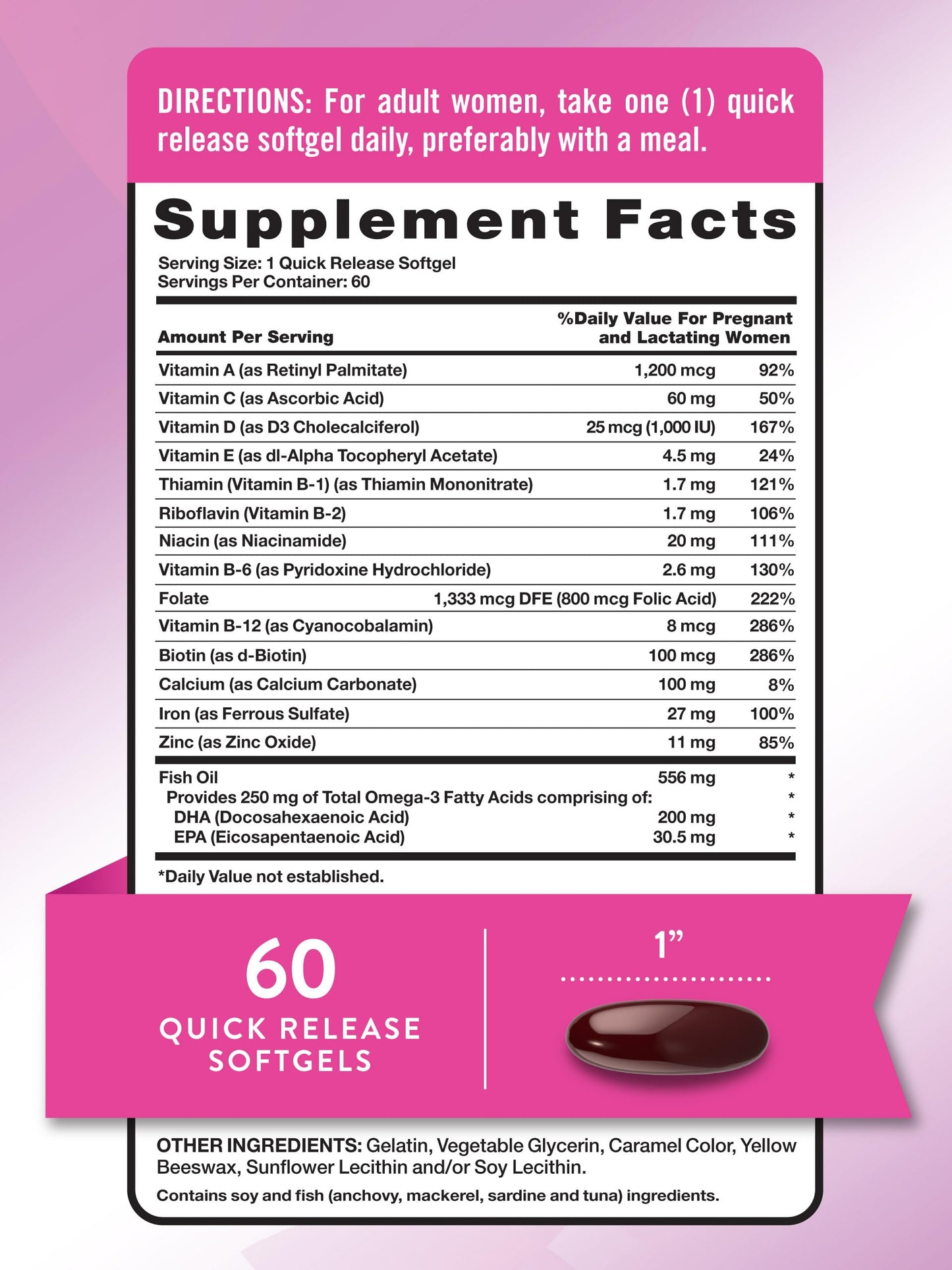 Nature's Truth Prenatal Vitamins for Women - DHA & Folic Acid, 60 Softgels