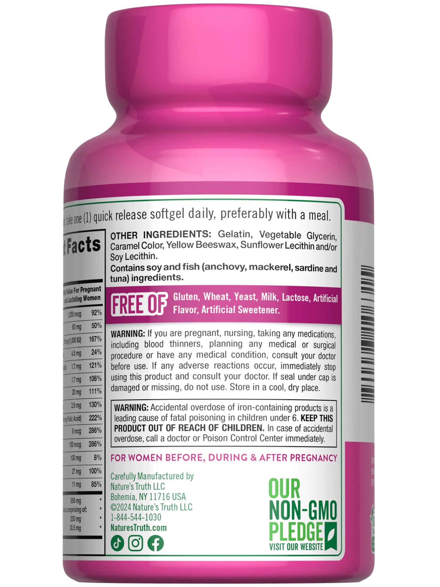 Nature's Truth Prenatal Vitamins for Women - DHA & Folic Acid, 60 Softgels