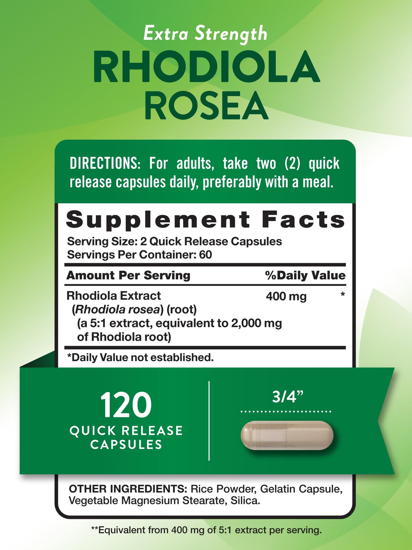 Nature's Truth Rhodiola Rosea 2000mg | 120 Capsules | Non-GMO & Gluten Free