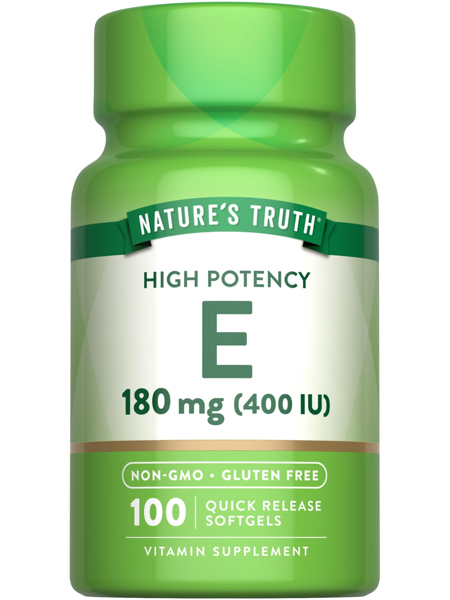 Nature's Truth Vitamin E Softgels - 400 IU (180 mg) - 100 Count - Non-GMO & Gluten Free