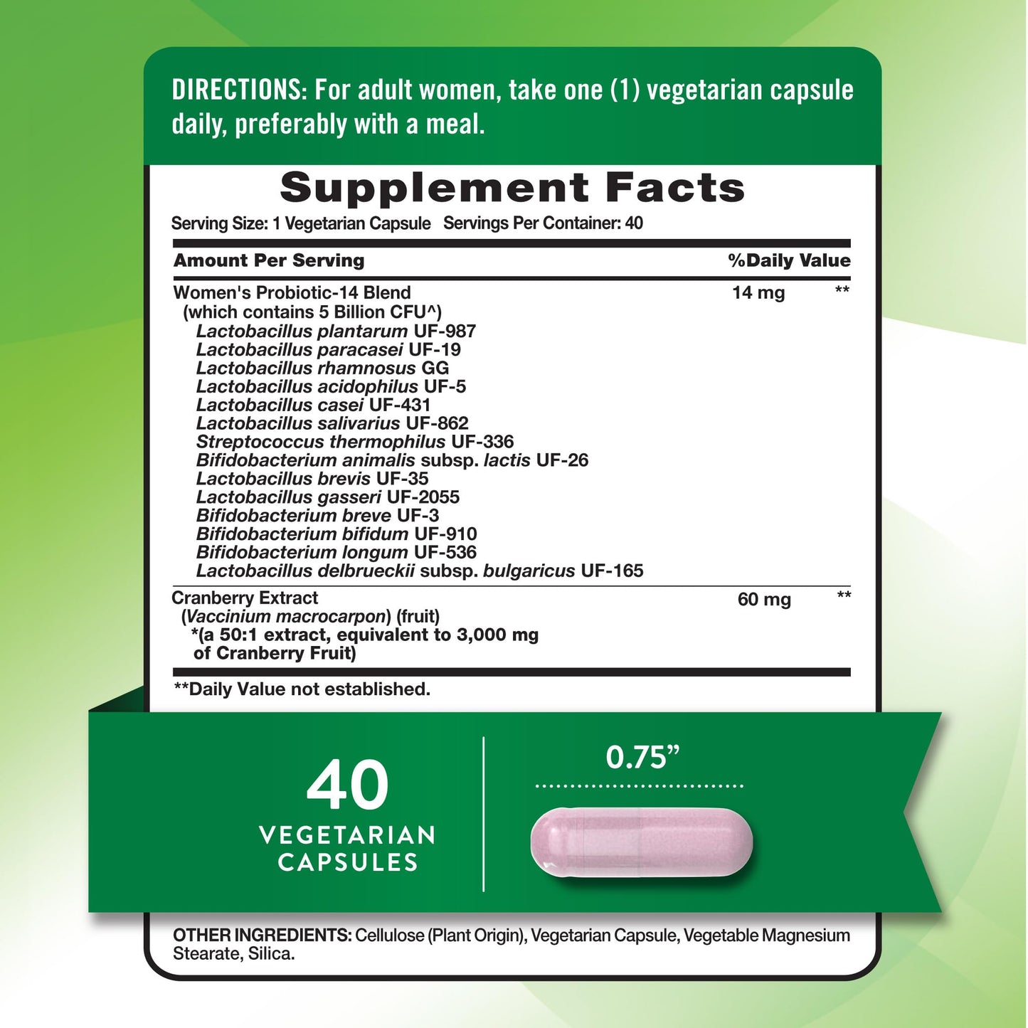 Nature's Truth Probiotics for Women | 5 Billion CFUs Daily | 40 Vegetarian Capsules | Cranberry | Non-GMO & Gluten Free
