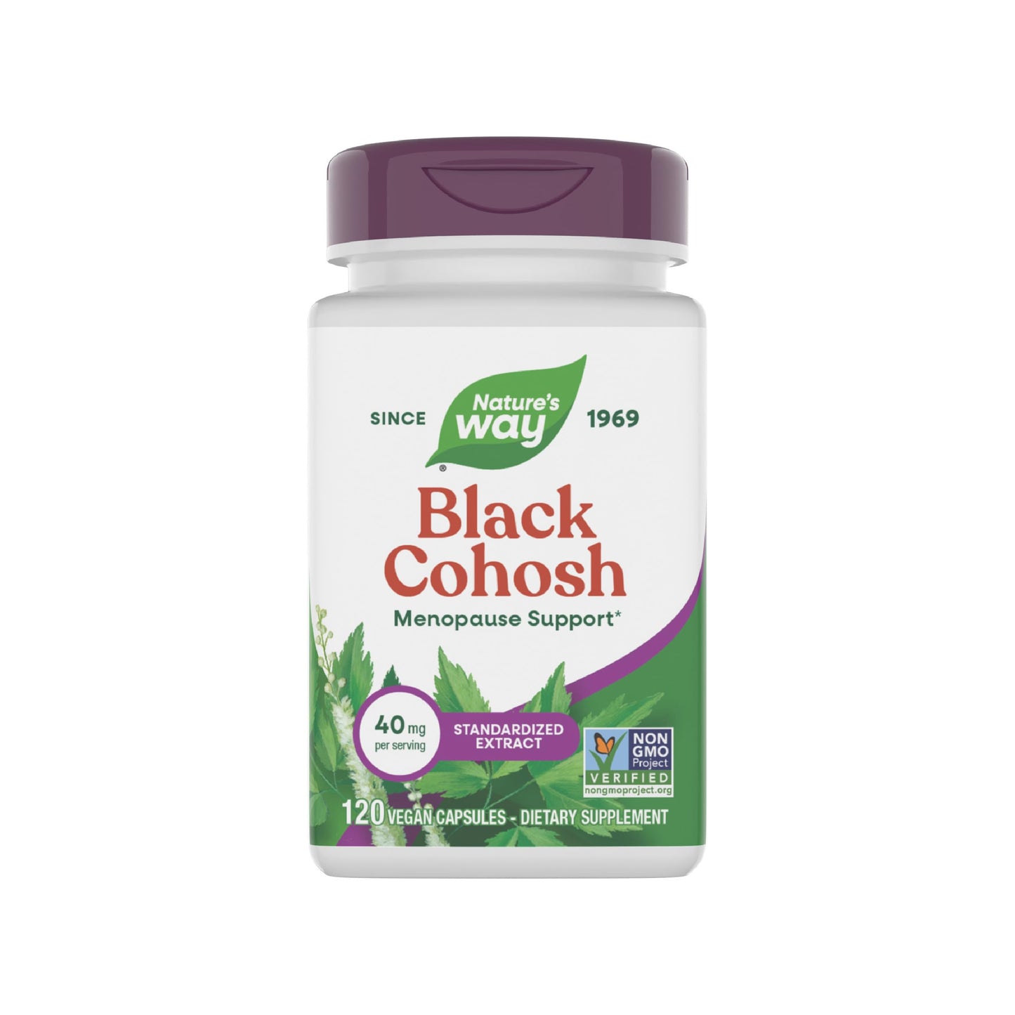 Nature's Way Premium Black Cohosh - Menopause Support for Women, 40 mg per Serving, 120 Vegan Capsules