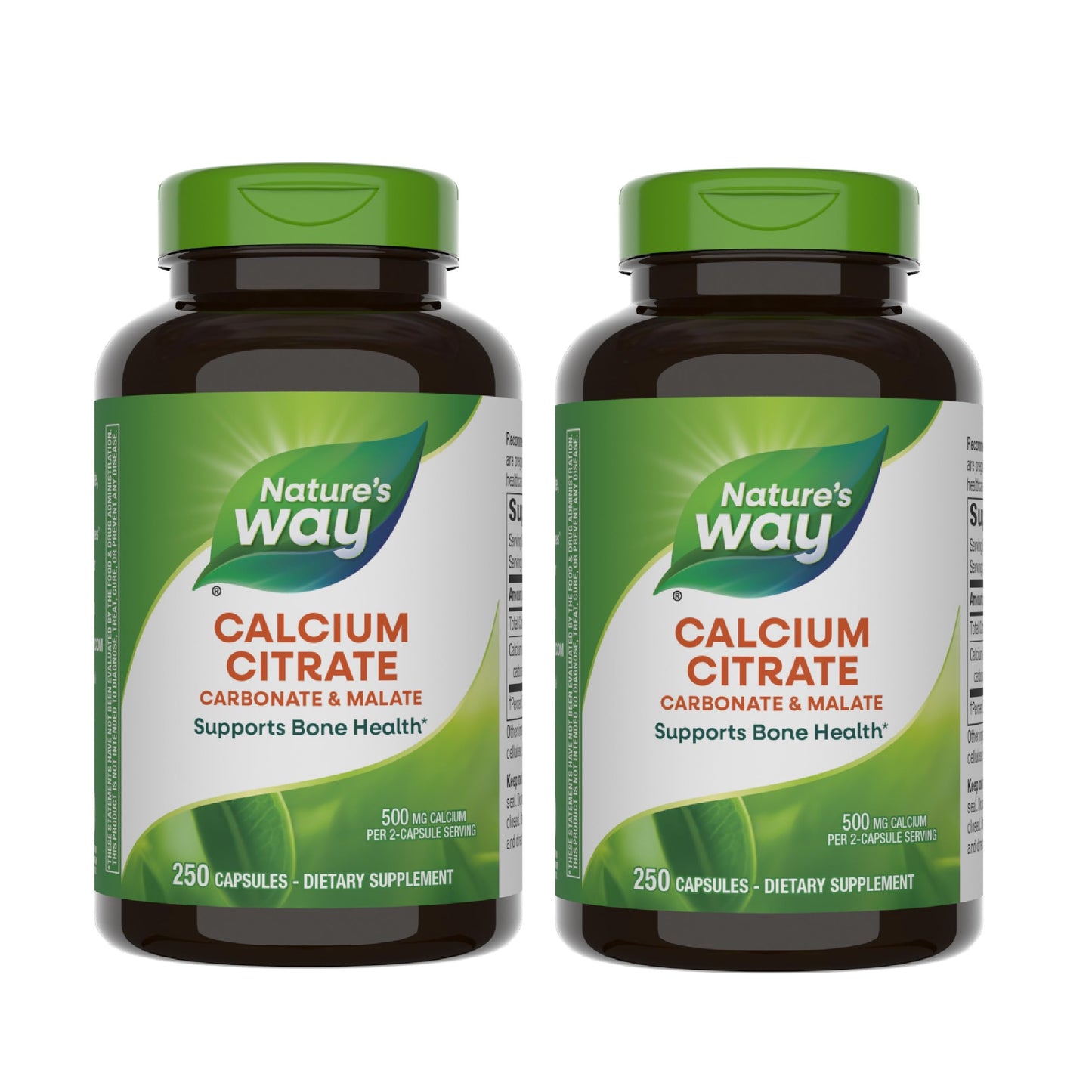 Nature's Way Calcium Citrate 500 mg | Bone Health & Muscle Support, Gluten Free, 250 Capsules (2 Pack)