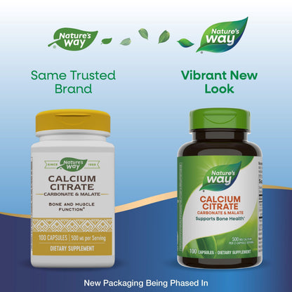 Nature's Way Calcium Citrate, Carbonate & Malate — Supports Bone Health (100 Capsules)