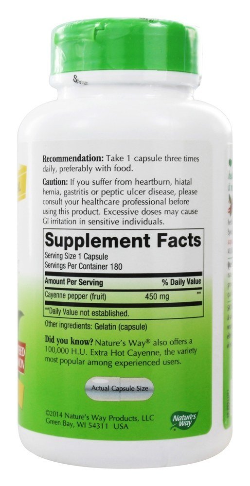 Natures Way Cayenne Pepper 40000 HU, 180 ct