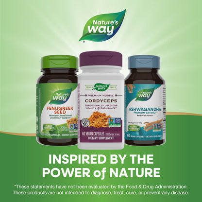 Nature's Way Cordyceps Premium Herbal 1,000 mg – Vitality & Endurance (Gluten Free)