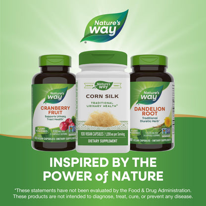 Nature's Way Corn Silk - 1,200 mg per 3-Capsule Serving | Urinary Health Support | Vegan & Gluten Free - 100 Vegan Capsules