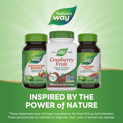 Nature's Way Cranberry Fruit Cranberry Supplements - Supports Urinary Tract Health - 930 mg per 2-Capsule Serving
