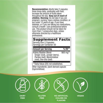 Nature's Way Kidney Bladder Premium Blend, Traditional Herbs Supplement, 900 mg per 2-Capsule Serving, Non-GMO Project Verified, Vegan, 100 Capsules (Packaging May Vary)