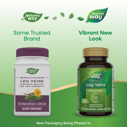Nature's Way Leg Veins – 6-Herb Vegan Formula with Horse Chestnut, 120 Capsules (2-Pack)