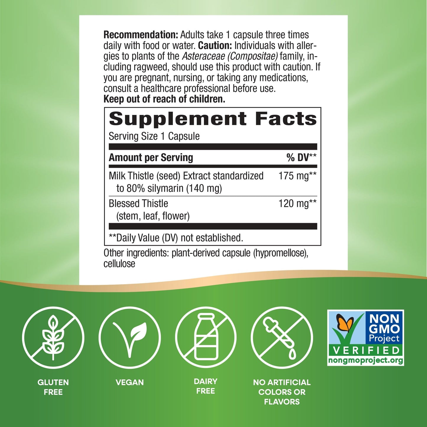 Nature's Way Milk Thistle, Supports Liver Function and Detoxification Pathways*, 175 mg Milk Thistle Seed Extract Standardized to 80% Silymarin per Serving, 120 Capsules (Packaging May Vary) - 2 Pack