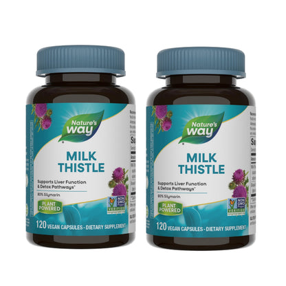 Nature's Way Milk Thistle, Supports Liver Function and Detoxification Pathways*, 175 mg Milk Thistle Seed Extract Standardized to 80% Silymarin per Serving, 120 Capsules (Packaging May Vary) - 2 Pack