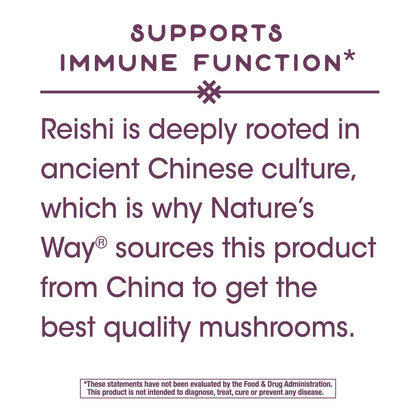 Nature's Way Reishi Mushroom - Immune Support, Adaptogenic, Non-GMO Project Verified, 100 Capsules