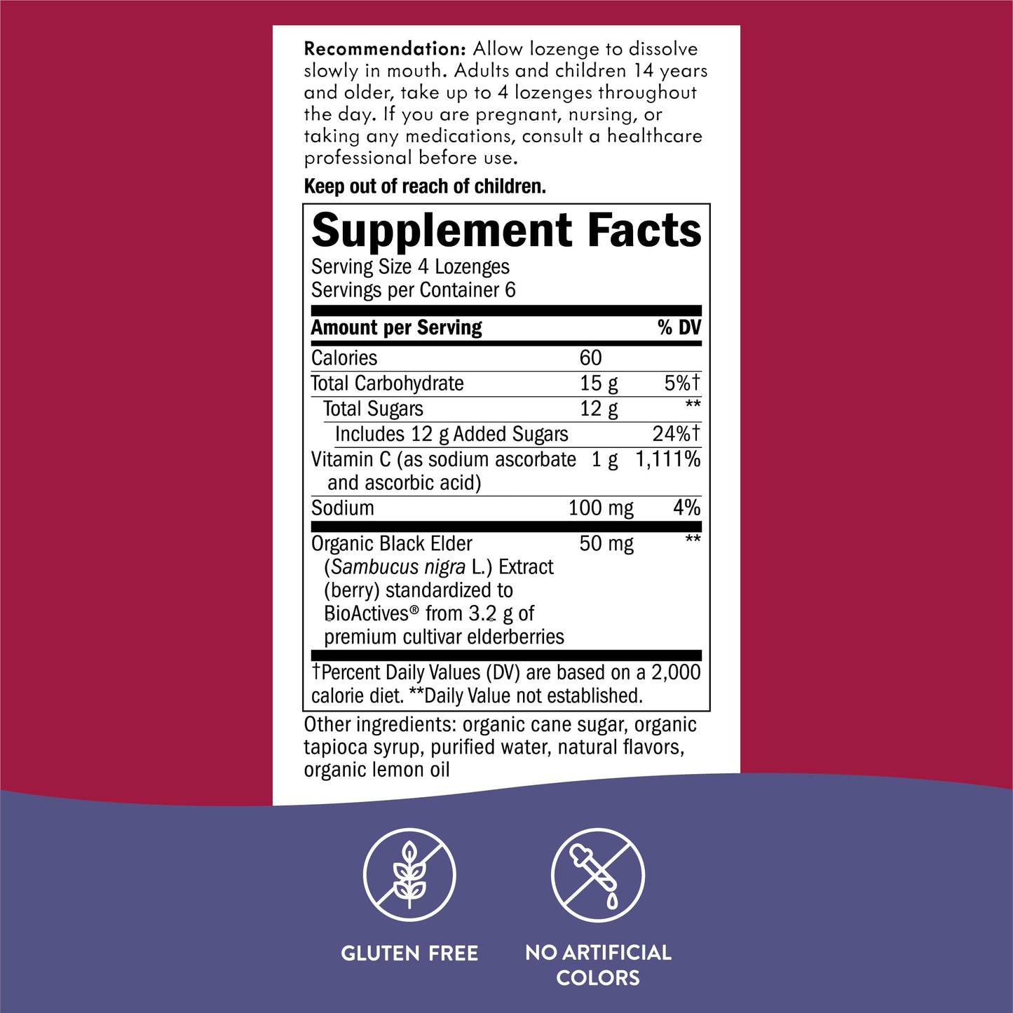 Nature’s Way Sambucus Immune Lozenges – High Potency Vitamin C + Elderberry