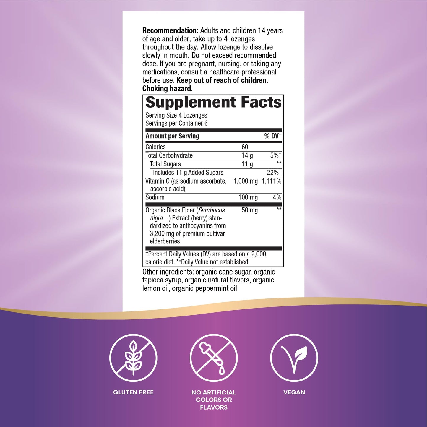 Nature's Way Sambucus Immune Lozenges - High Potency Vitamin C & Elderberry, 24 Tropical Flavored Lozenges (Packaging May Vary)