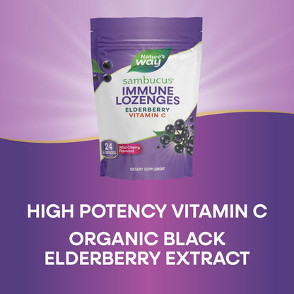 Nature’s Way Sambucus Immune Lozenges – High Potency Vitamin C + Elderberry