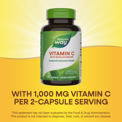 Nature's Way Vitamin C with Bioflavonoids – Immune Support, 1,000 mg/2 caps, 100 ct