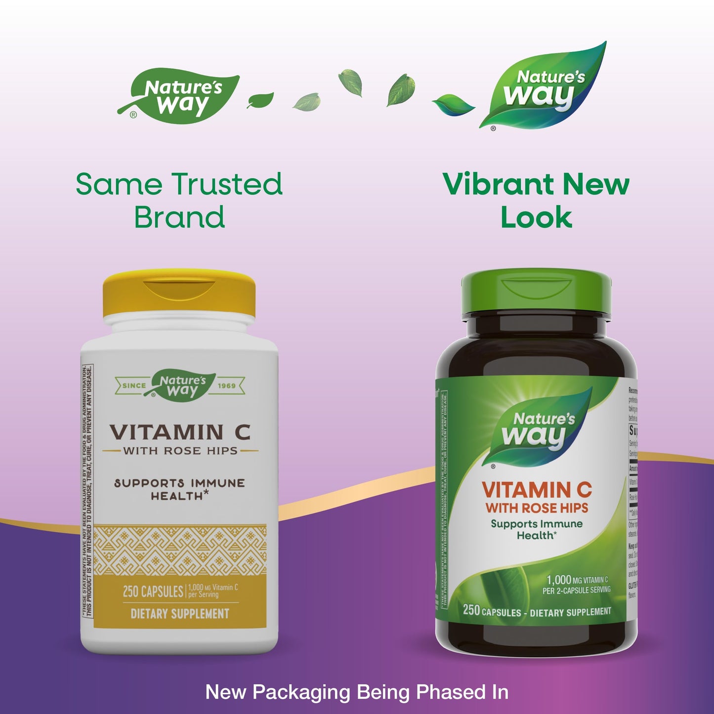 Nature's Way Vitamin C with Rose Hips – 1000 mg per 2-Capsule Serving, Immune Support & Skin Health (500 Capsules)
