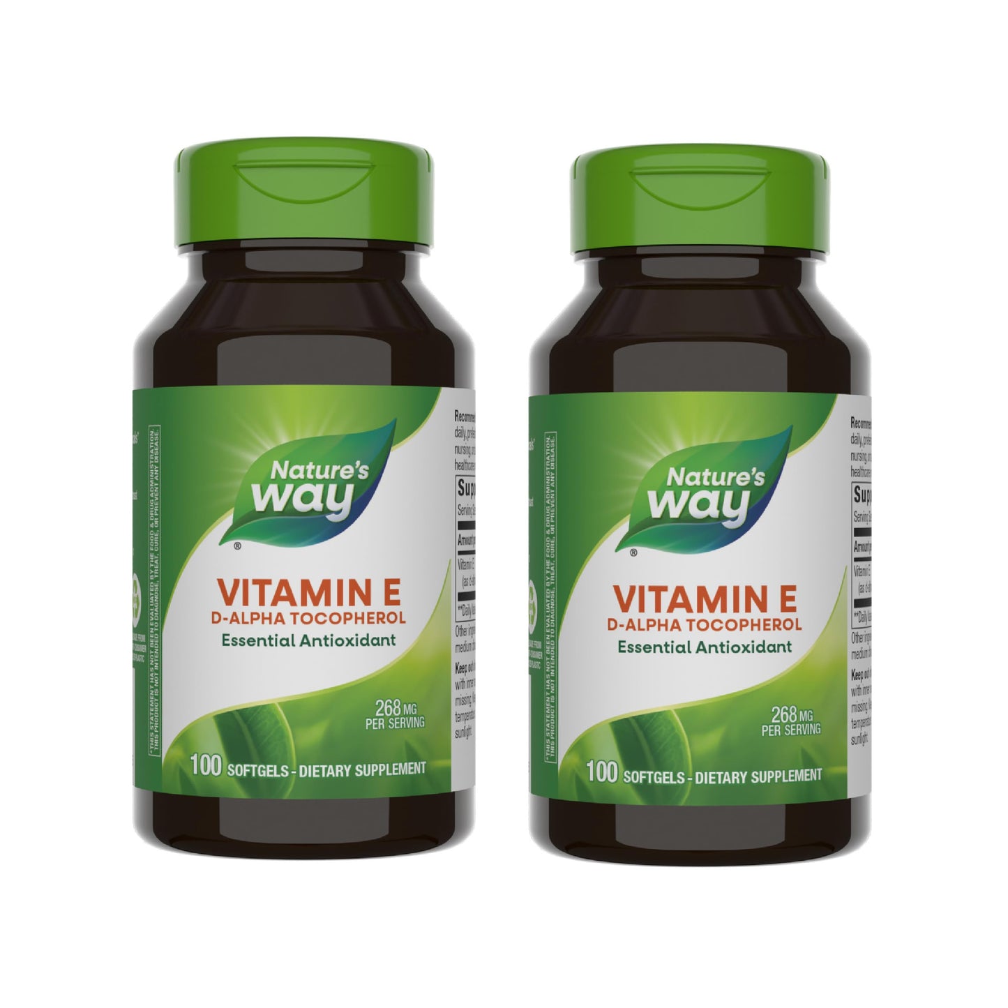 Nature's Way Vitamin E D-Alpha Tocopherol 268 mg – 2 Pack, Gluten-Free, Antioxidant Support (Packaging May Vary)