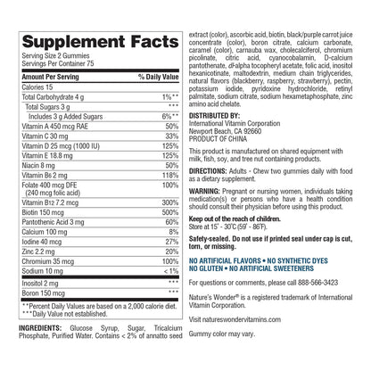 Nature's Wonder Women's Multivitamin Gummies – Energy & Immune Support, 75 Day Supply, 150 Count