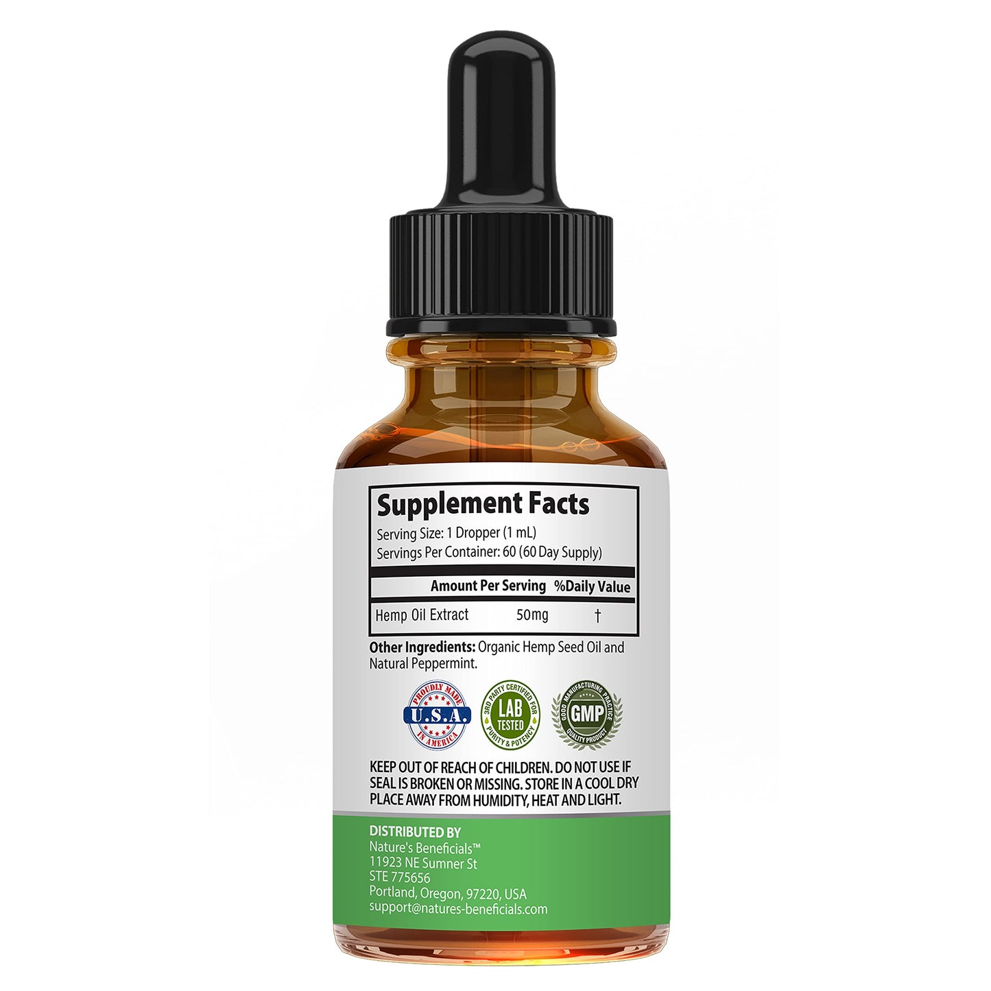 NATURE'S BENEFICIALS Organic Hemp Oil Extract Drops 3000mg – Ultra Premium, Sleep & Joint Support