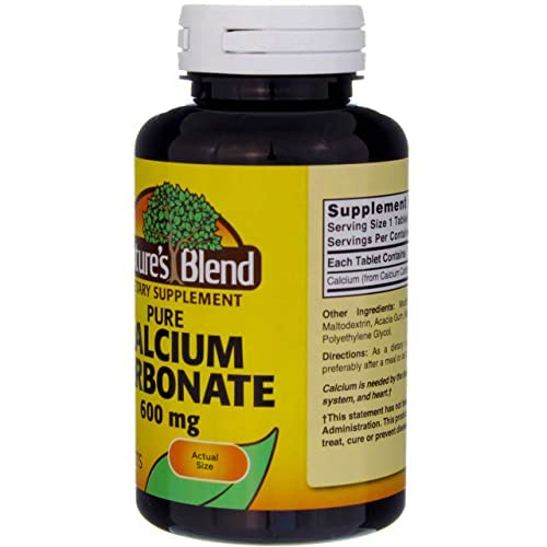 Nature's Blend Pure Calcium Carbonate 600 mg - 100 Tabs (1684) | Gluten Free