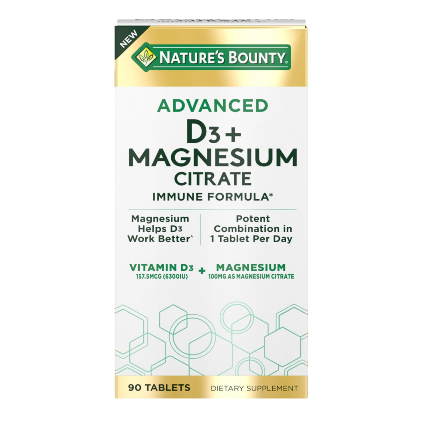 Nature’s Bounty Advanced Vitamin D3 with Magnesium Citrate Immune Formula, Supports Immune and Bone Health, 90 Tablets