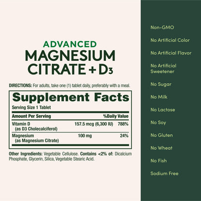 Nature’s Bounty Advanced Vitamin D3 with Magnesium Citrate Immune Formula, Supports Immune and Bone Health, 90 Tablets