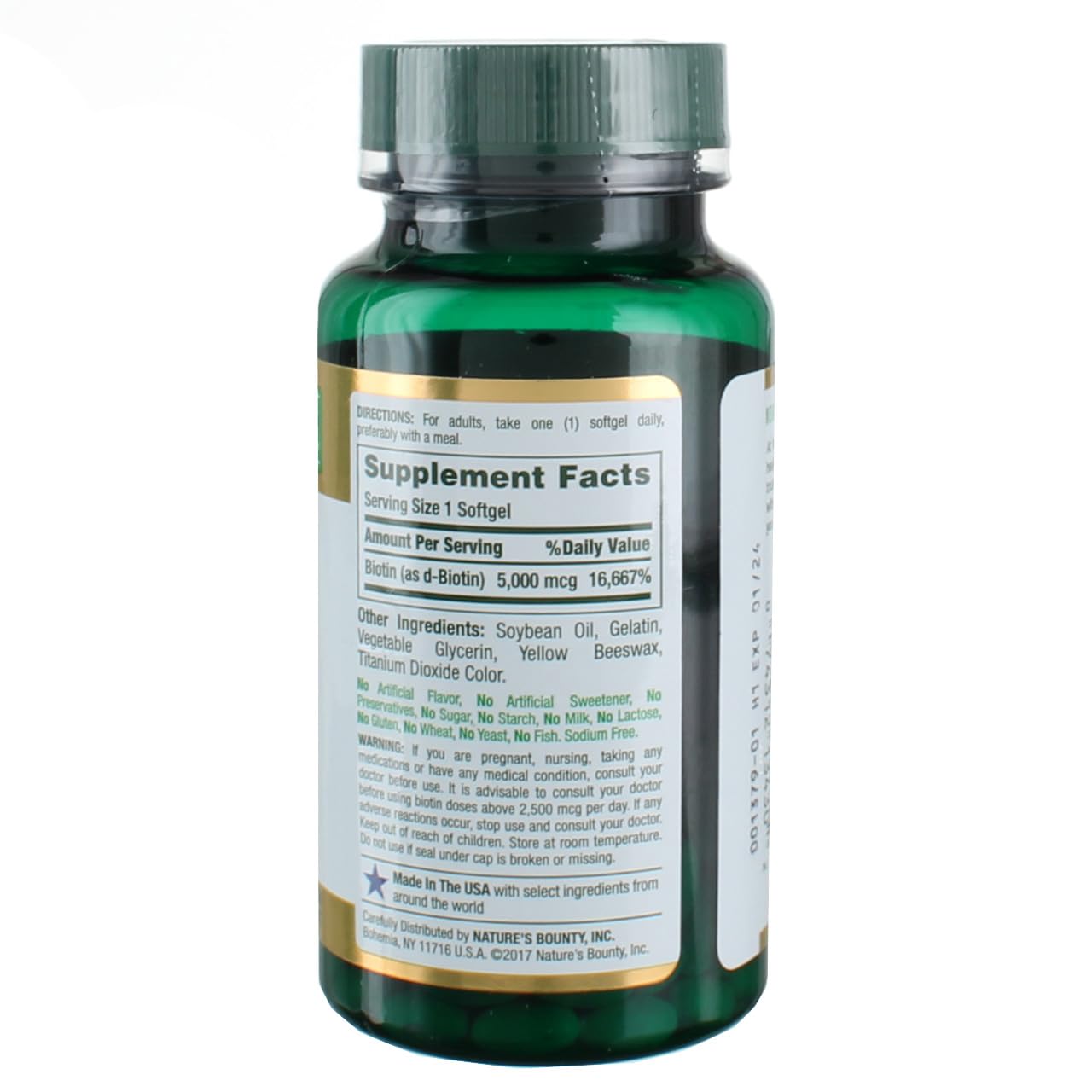 Nature's Bounty Super Potency Biotin 5000mcg - 144 Softgels (Pack of 2)