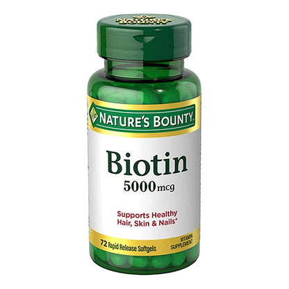 Nature's Bounty Super Potency Biotin 5000mcg - 144 Softgels (Pack of 2)