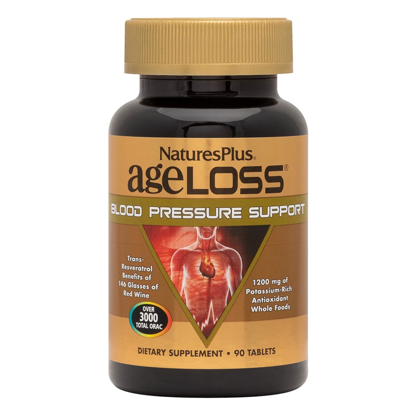 NaturesPlus AgeLoss Blood Pressure Support – 90 Tablets, Trans-Resveratrol, Whole Foods
