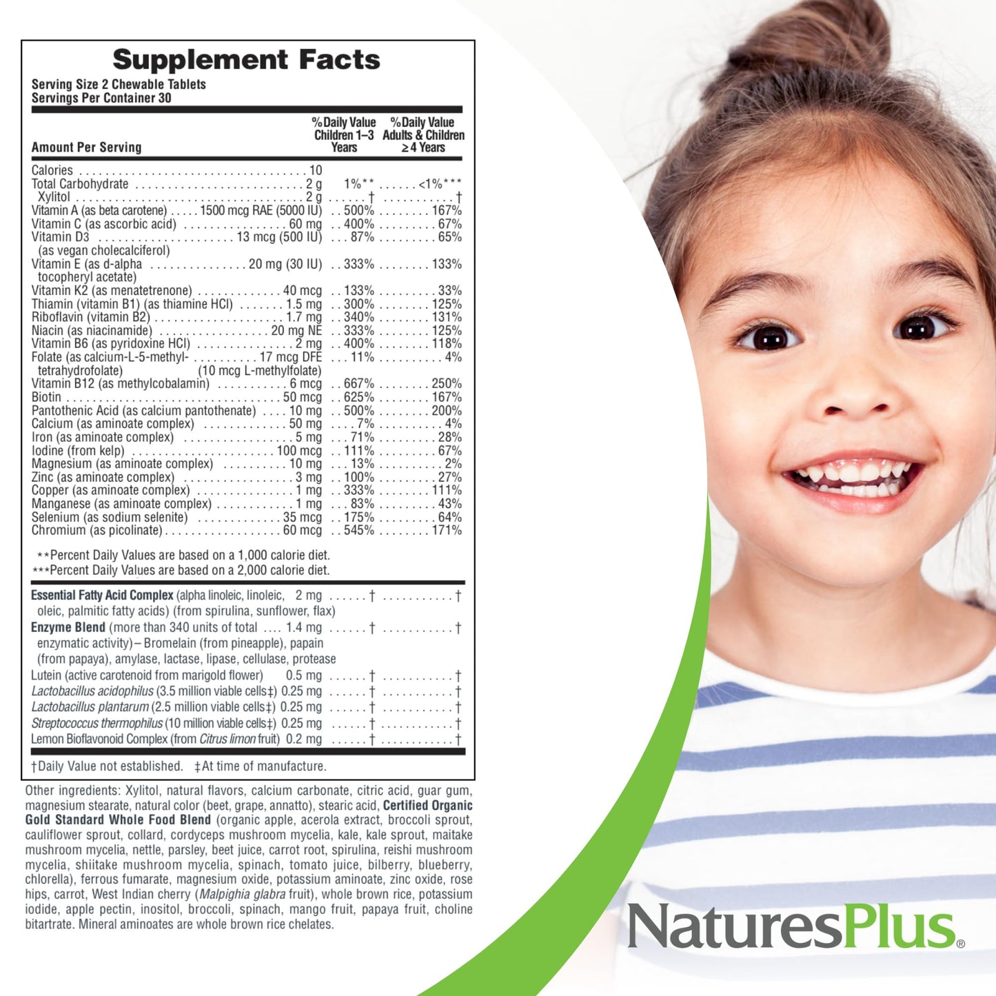 Natures Plus Animal Parade Source of Life Gold Children's Multivitamin - Cherry, Orange & Grape, 60 Chewables, Vegetarian & Gluten-Free
